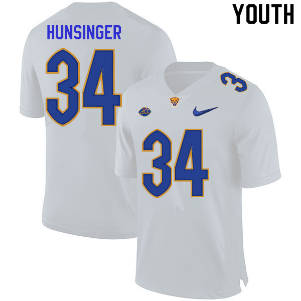 Youth #34 Jacob Hunsinger Pitt Panthers College Football Jerseys Sale-White